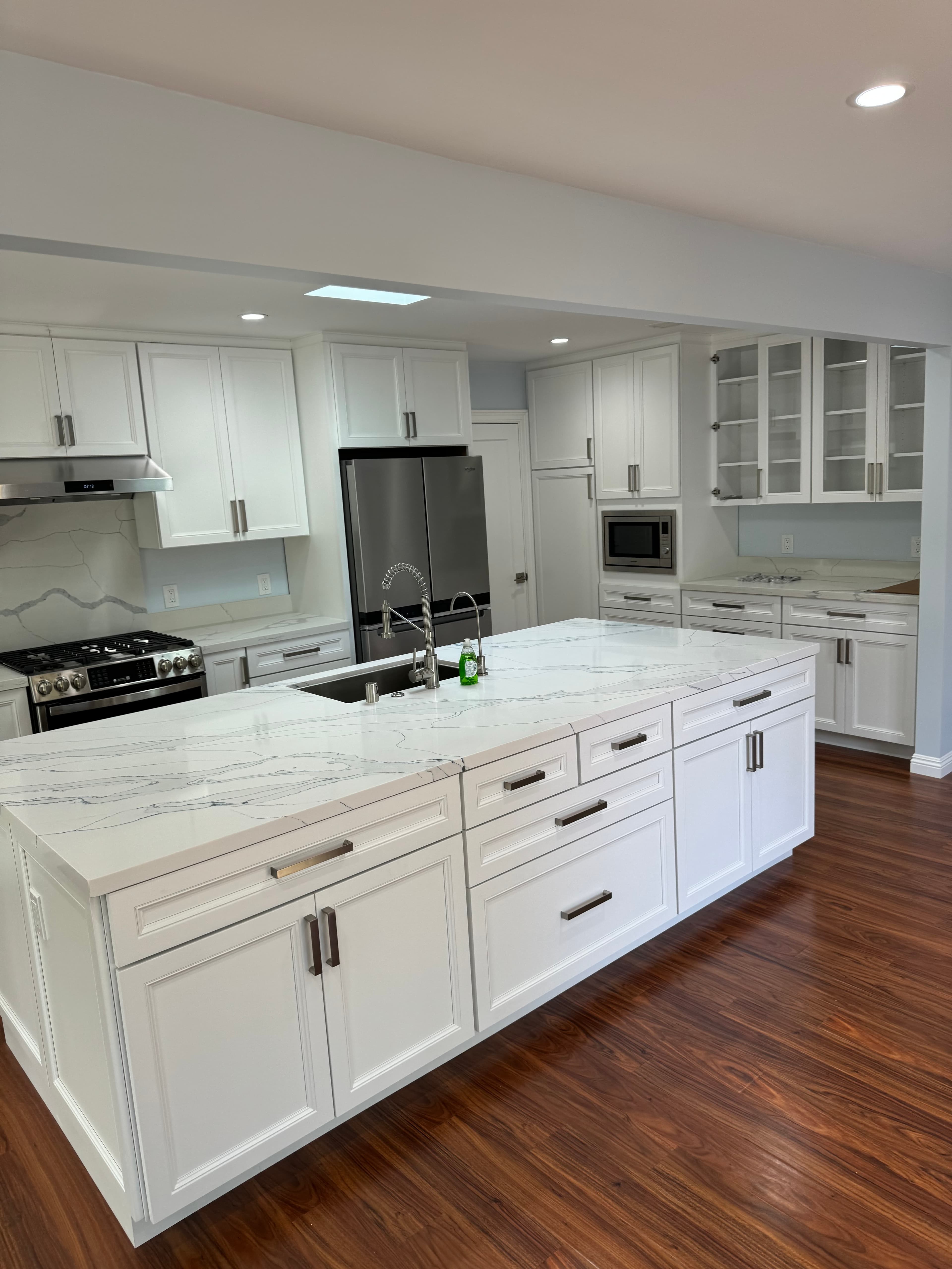 Luxury modern kitchen with marble countertops